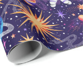 Astronaut Buitenste Ruimte Raketten & Planeten Fot Cadeaupapier (Rol Hoek)