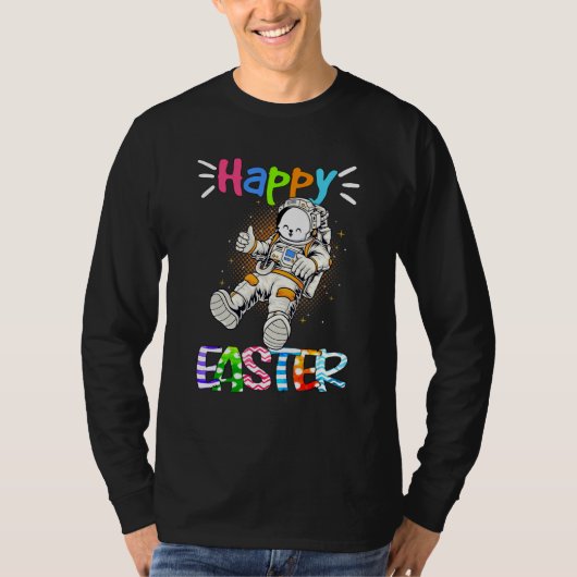 Astronaut Bunny Happy Easter Day Rabbit Space Eggs T-shirt (Voorkant)