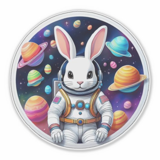 Astronaut Bunny Odyssey Sticker (Voorkant)