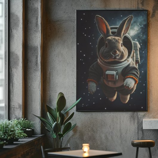 Astronaut Bunny Ruimtenursery Poster