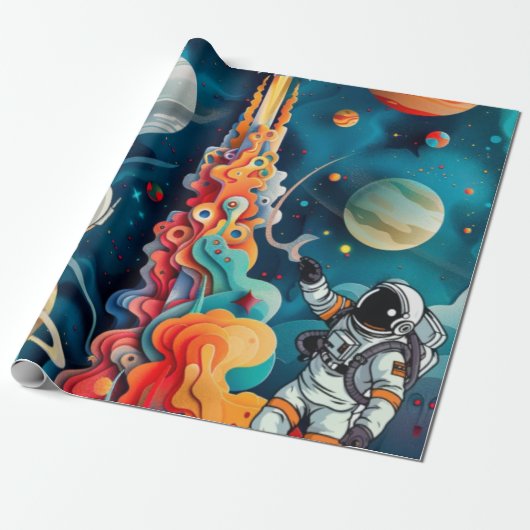 Astronaut Cadeaupapier (Uitgerold)