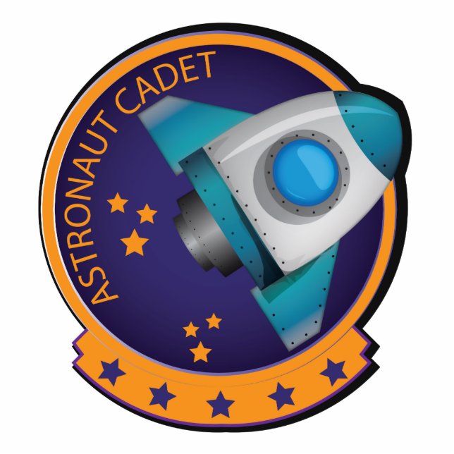 Astronaut Cadet Badge Staand Fotobeeldje (Voorkant)