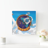 Astronaut Cadet Badge Vierkante Klok (Huis)