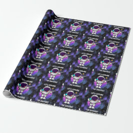 astronaut cartoon, laten we het universum verkenne cadeaupapier
