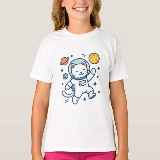Astronaut Cat Adventure T-shirt (Voorkant)