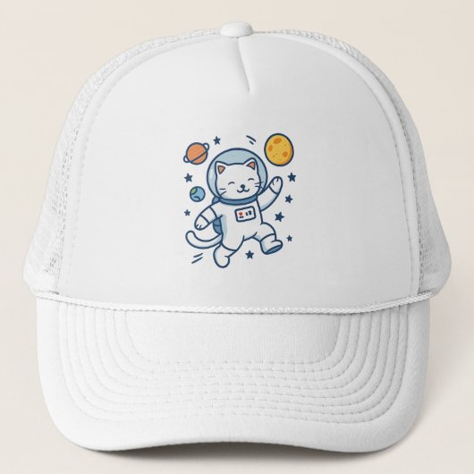 Astronaut Cat Adventure Trucker Pet (Voorkant)