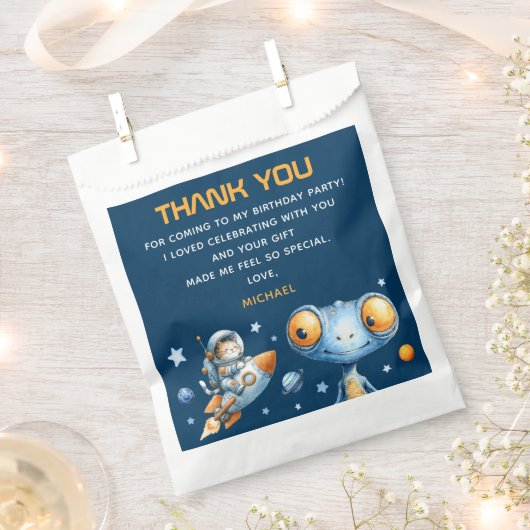 Astronaut Cat Blast Off 1st Birthday Thank You  Bedankzakje (Geknipt)