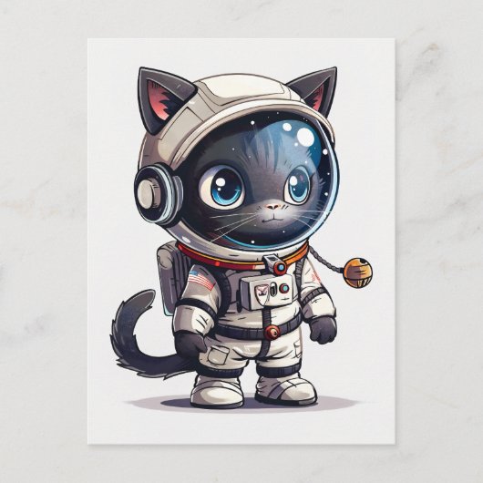 Astronaut Cat Briefkaart (Voorkant)