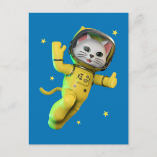 Astronaut Cat Cartoon Briefkaart