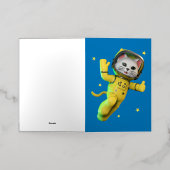 Astronaut Cat Cartoon Folie Wenskaart (Buiten Laag)