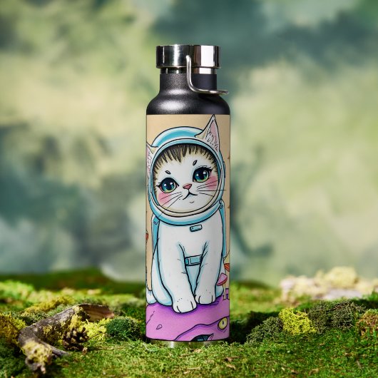 Astronaut Cat Dreams Waterfles (Buiten)