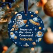 Astronaut Cat Funny Outer Space Baby Name& Photo Keramisch Ornament