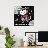 Astronaut Cat gepersonaliseerd Poster (Thuiskantoor)