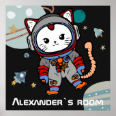 Astronaut Cat gepersonaliseerd Poster (Voorkant)