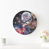 Astronaut cat hunting a pizza slice grote klok (Huis)