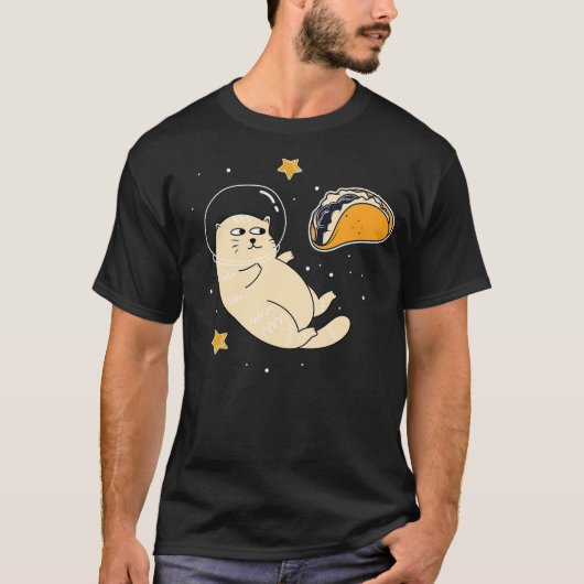 Astronaut Cat in Outer Space Taco Moon T-shirt (Voorkant)