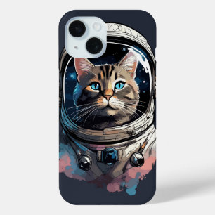Astronaut Cat in Space Waterverf Kunst iPhone 15 Case