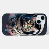 Astronaut Cat in Space Waterverf Kunst Case-Mate iPhone Case (Achterkant (horizontaal))