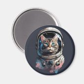 Astronaut Cat in Space Waterverf Kunst Magneet (Voorkant / Achterkant)