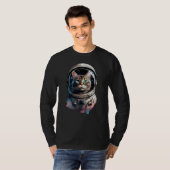 Astronaut Cat in Space Waterverf Kunst T-shirt (Voorkant volledig)