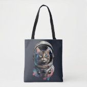 Astronaut Cat in Space Waterverf Kunst Tote Bag (Voorkant)