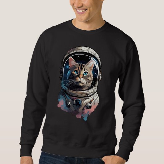 Astronaut Cat in Space Waterverf Kunst Trui (Voorkant)