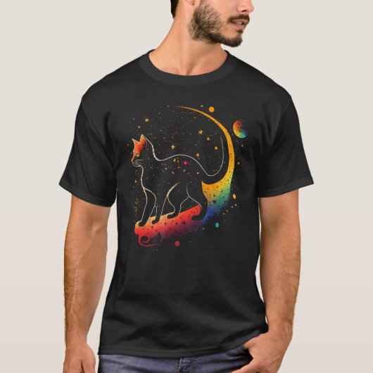 Astronaut Cat of Funny Galaxy Cat op Space Cat Lov T-shirt (Voorkant)