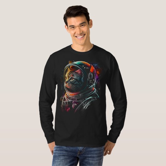 Astronaut Cat of Funny Space Cat op Galaxy Cat Lov T-shirt (Voorkant volledig)
