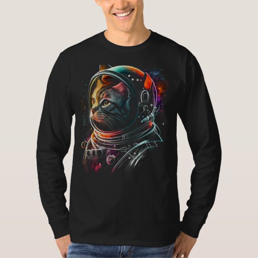 Astronaut Cat of Funny Space Cat op Galaxy Cat Lov T-shirt (Voorkant)