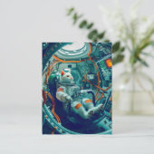 Astronaut Cat on a Mission Across the Endless Gala Feestdagenkaart (Staand voorkant)