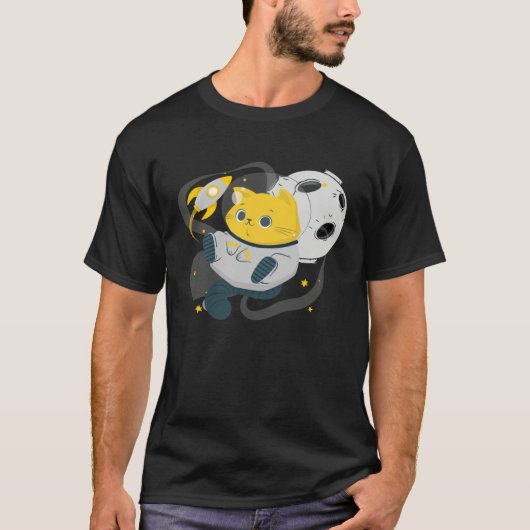 Astronaut Cat Or  Space Cat On Galaxy Kitten T-shirt (Voorkant)