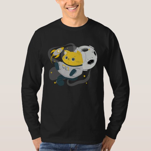 Astronaut Cat Or  Space Cat On Galaxy Kitten T-shirt (Voorkant)