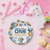 Astronaut Cat Outer Space Blast Off 1st Birthday Papieren Bordje (Feest)