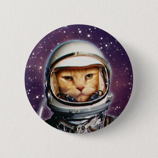 Astronaut Cat Pinback Button (Voorkant)