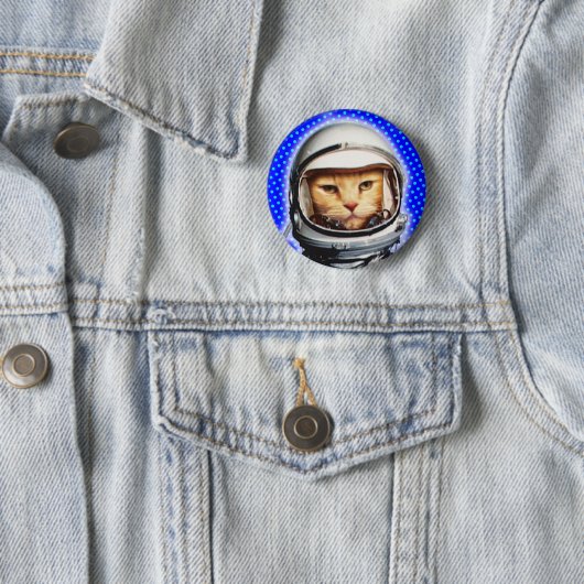 Astronaut Cat Pinback Button (In situ)
