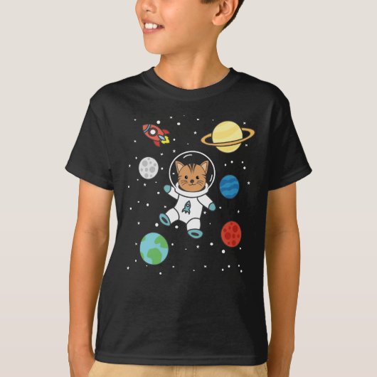 Astronaut Cat Planet Earth Mars Space T-shirt (Voorkant)