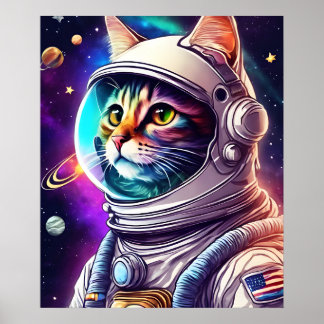 Astronaut Cat Poster