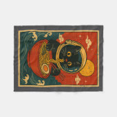 Astronaut Cat Ramen Japanese Graphic Tees Men Wome Fleece Deken (Voorkant (Horizontaal))