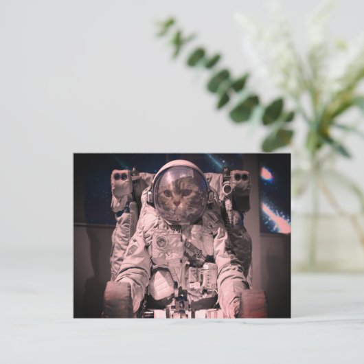 ASTRONAUT CAT-RUIMTEVAART BRIEFKAART (Staand voorkant)