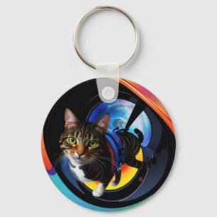 Astronaut cat sleutelhanger