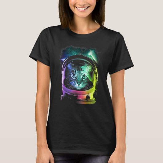 Astronaut Cat Space Cat voor mannen Kinder T-shirt (Voorkant)