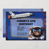 Astronaut Cat Space Uitnodiging (Voorkant / Achterkant)