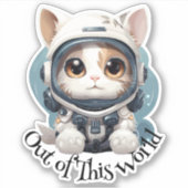 Astronaut Cat Sticker - "Uit deze wereld" (Voorkant)
