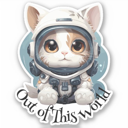Astronaut Cat Sticker - "Uit deze wereld" (Voorkant)