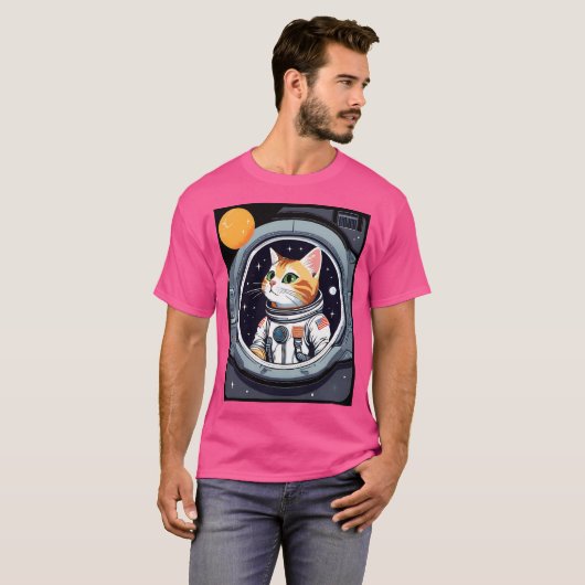 Astronaut Cat Ufo T-shirt (Voorkant volledig)