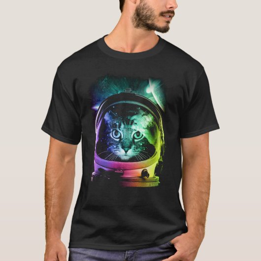 Astronaut cat v2 t-shirt (Voorkant)