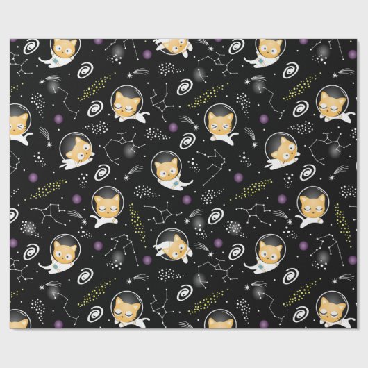 Astronaut Cat Wrapping Paper - Schattigee katten i Cadeaupapier (Vlak)