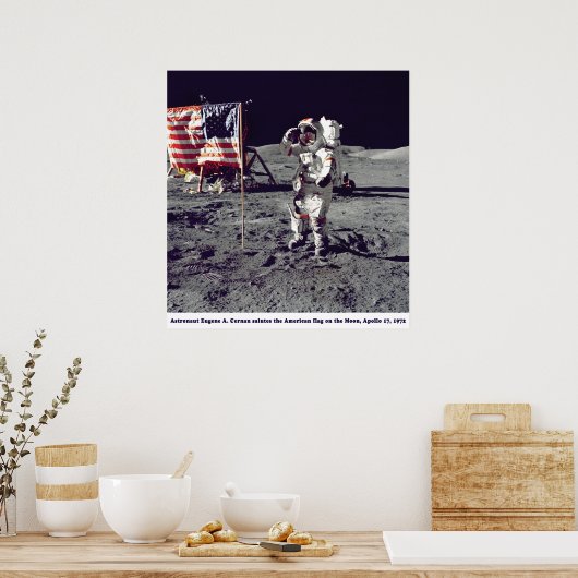 Astronaut Cernan over de Maan Apollo 17 1972 Poster (Keuken)