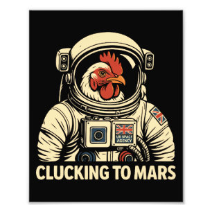 Astronaut Chicken Space Voyage Foto Afdruk