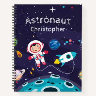  Astronaut child on the moon, monogrammed name Notitieboek